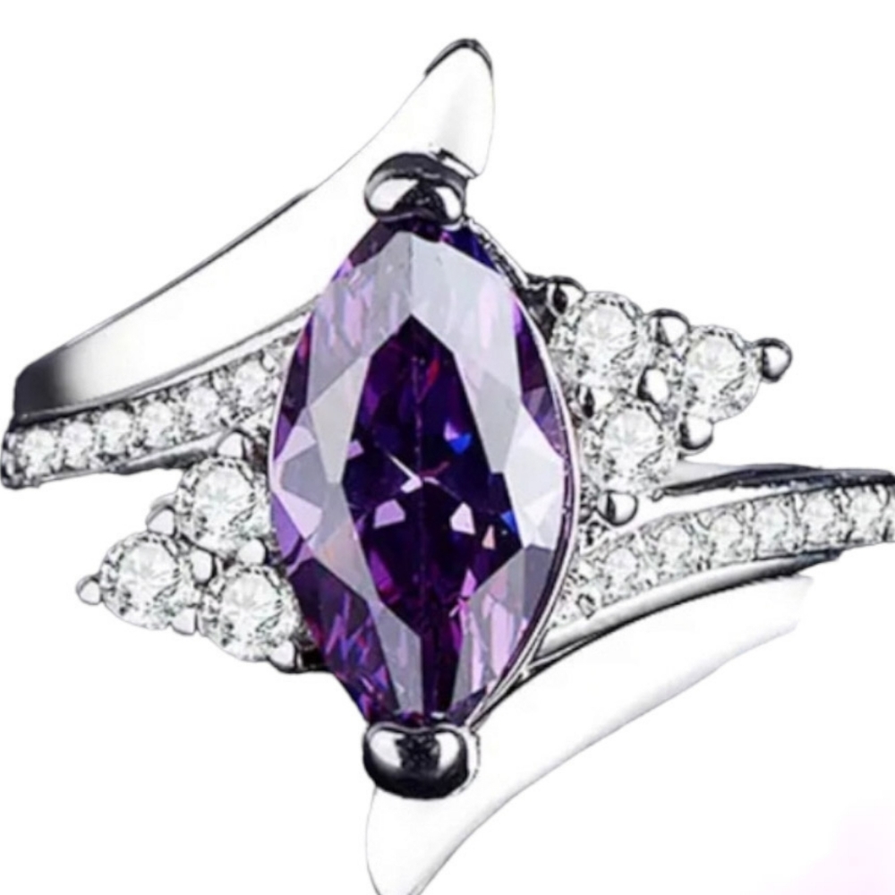 🎀925 Marquise Amathyst Ring - Picture 6 of 7